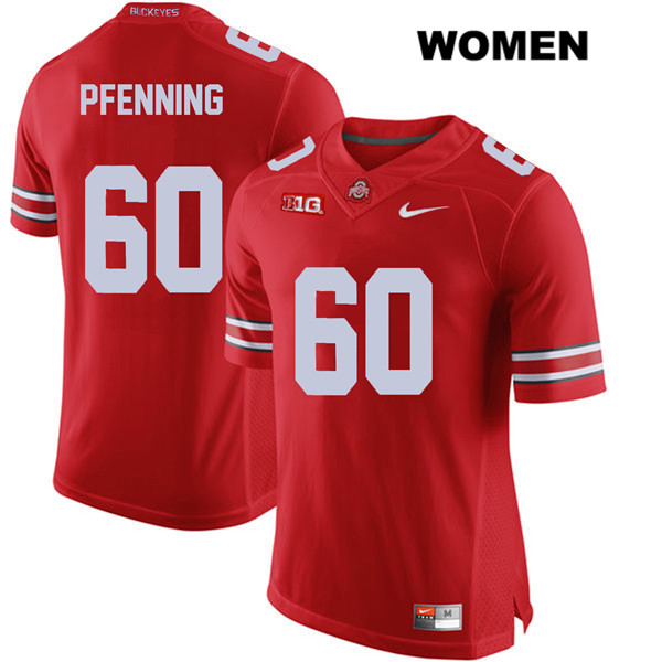 Ohio State Buckeyes Women's Blake Pfenning #60 Red Authentic Nike College NCAA Stitched Football Jersey LC19Q41HD